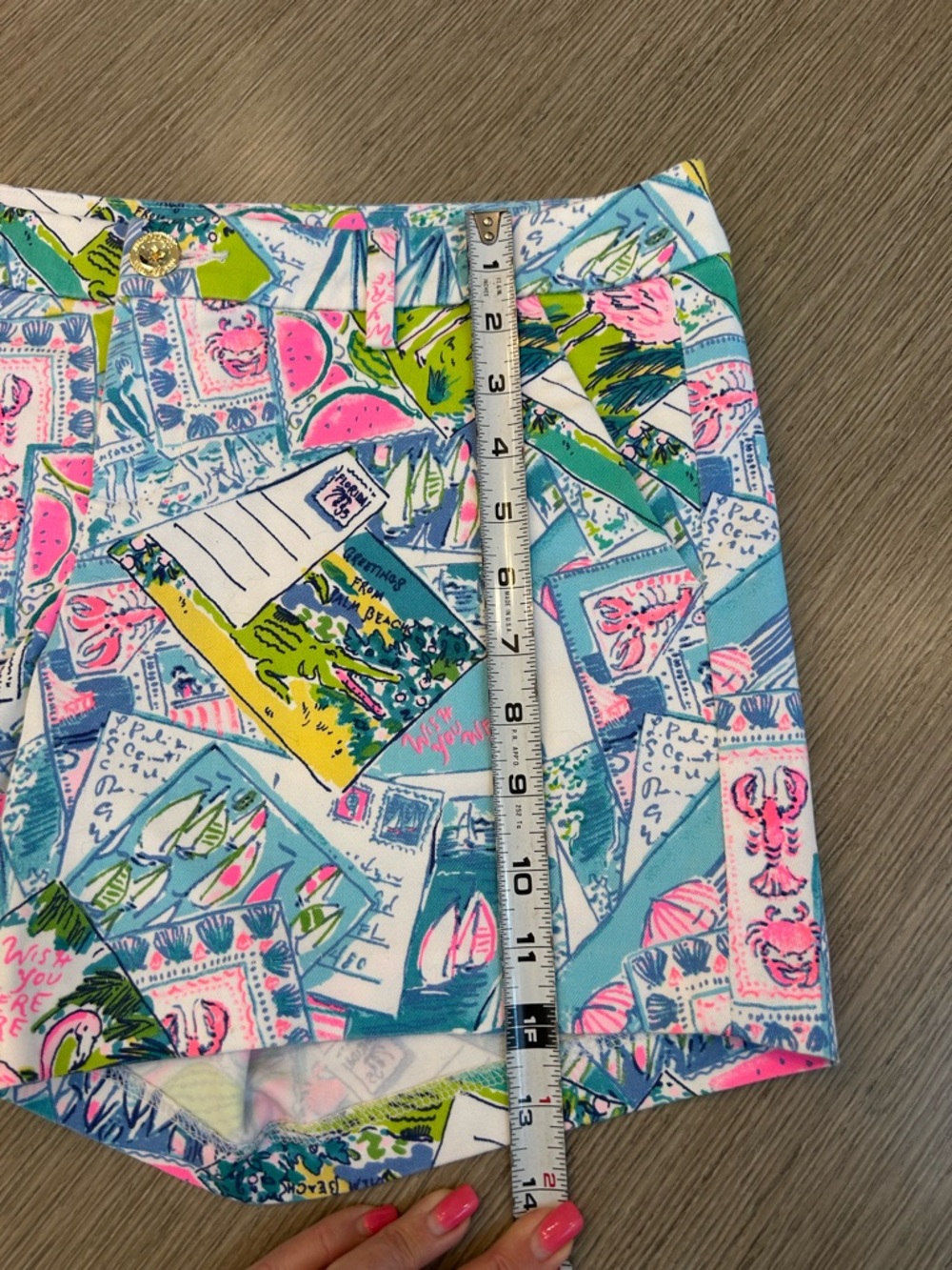 Lilly Pulitzer Postcard-Print Bermuda Shorts in Aqua, Pink & Green - Picture 3 of 4